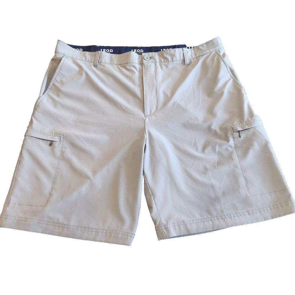 Izod Golf Shorts Mens size‎ 42 L Gray Stretch Sports Waistband Holds Shirt In